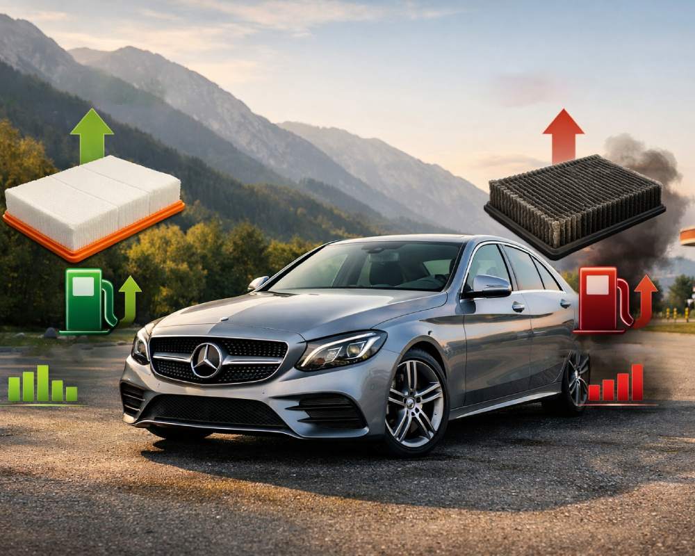 راهنمای کاربردی و تأثیر فیلتر هوا بر مصرف سوخت خودروهای مرسدس بنز